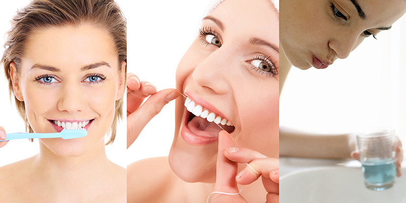 Chăm sóc răng miệng kỹ lưỡng bằng cách đánh răng, dùng chỉ nha khoa, nước súc miệng