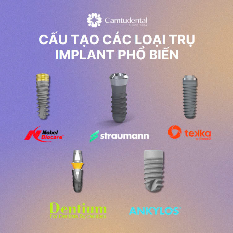 5 loại trụ implant cao cấp nobel biocare, straumann, tekka, dentium, ankylos