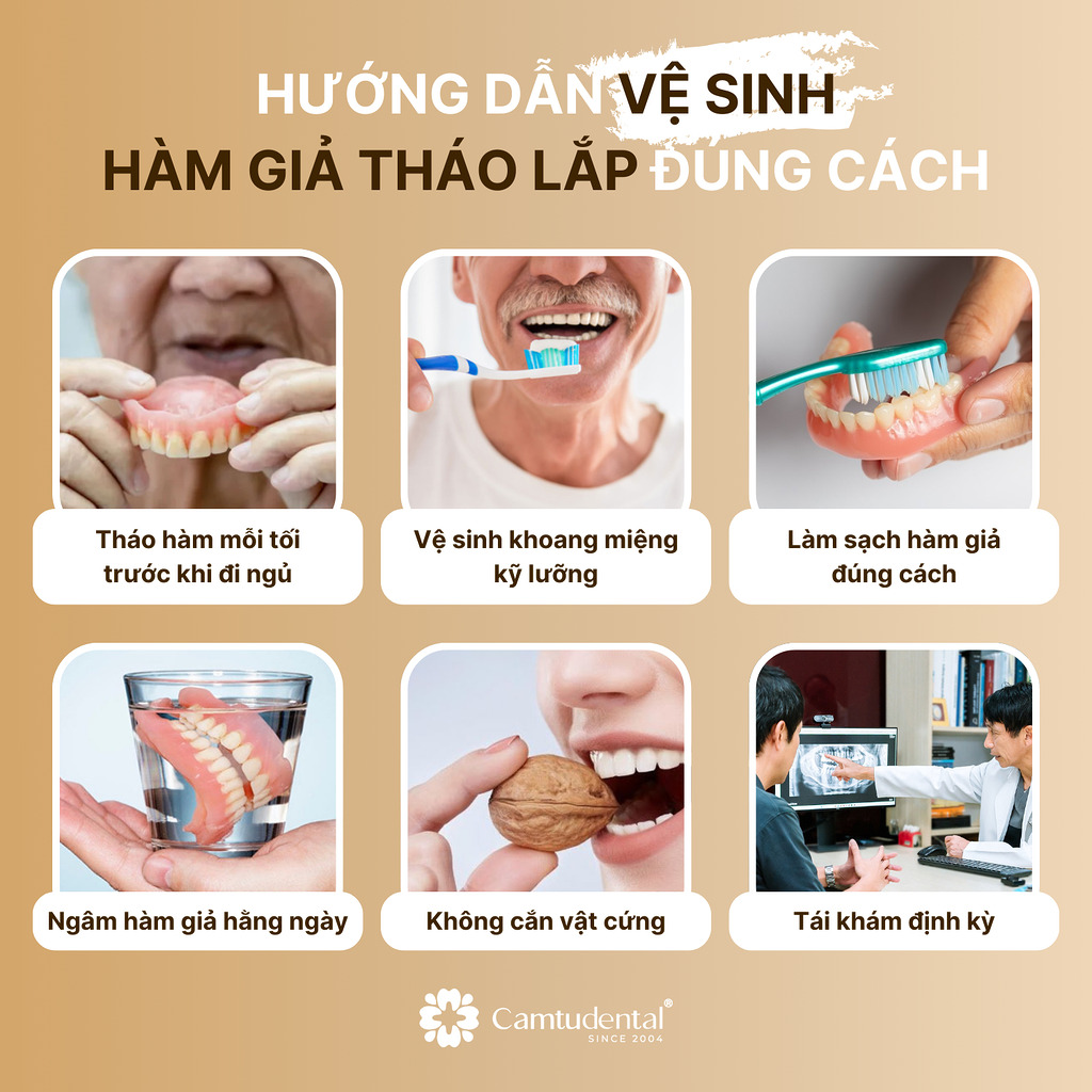hướng dẫn vệ sinh hàm giả tháo lắp đúng cách