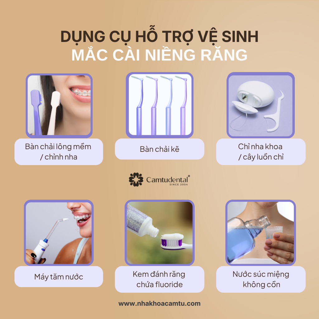 Dụng cụ hỗ trợ vệ sinh niềng răng mắc cài