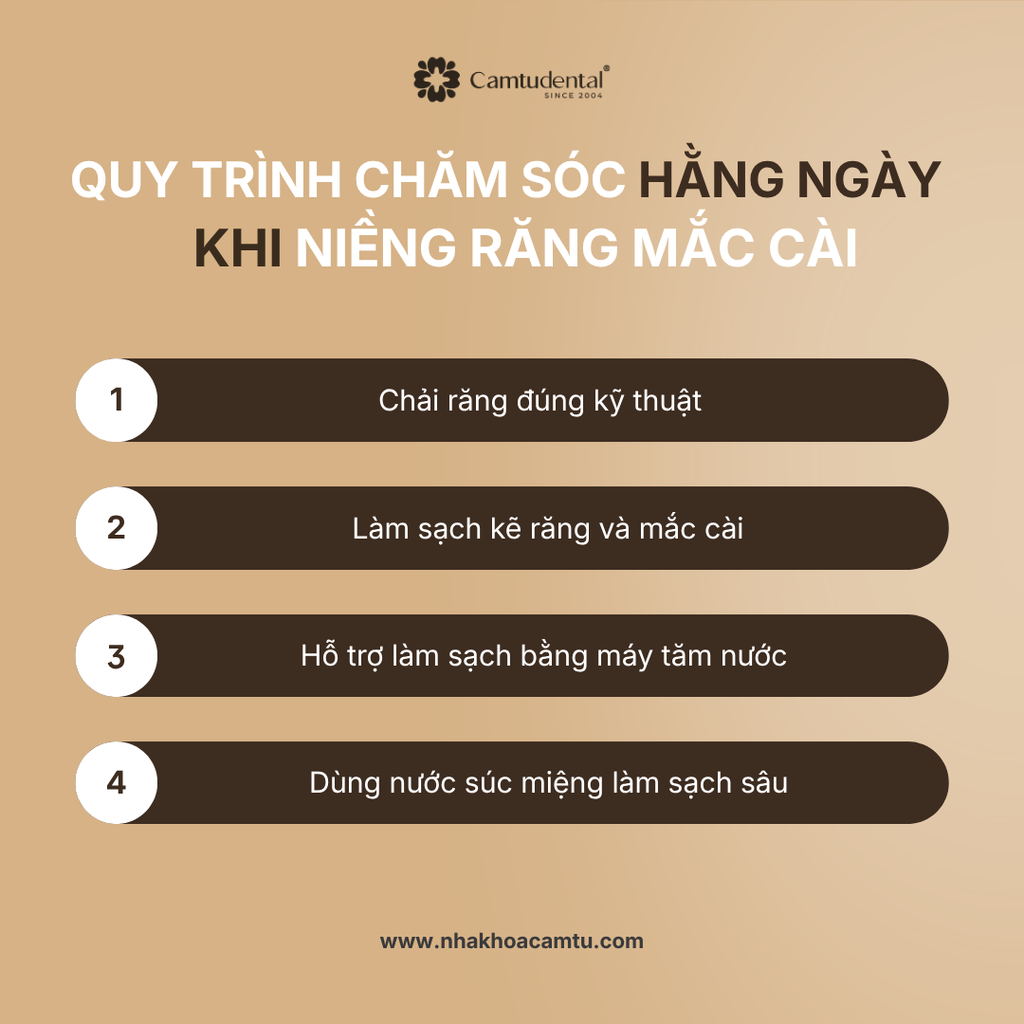 Quy trình vệ sinh mắc cài niềng răng để chăm sóc răng khi niềng